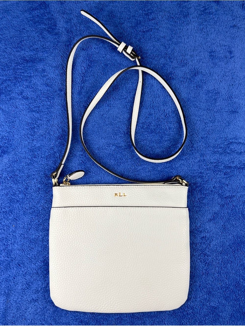 Ralph Lauren White/Cream Leather Crossbody Shoulder Bag: Flat